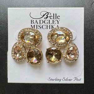 Badgley Mischka Gold, Amber and Crystal Earrings